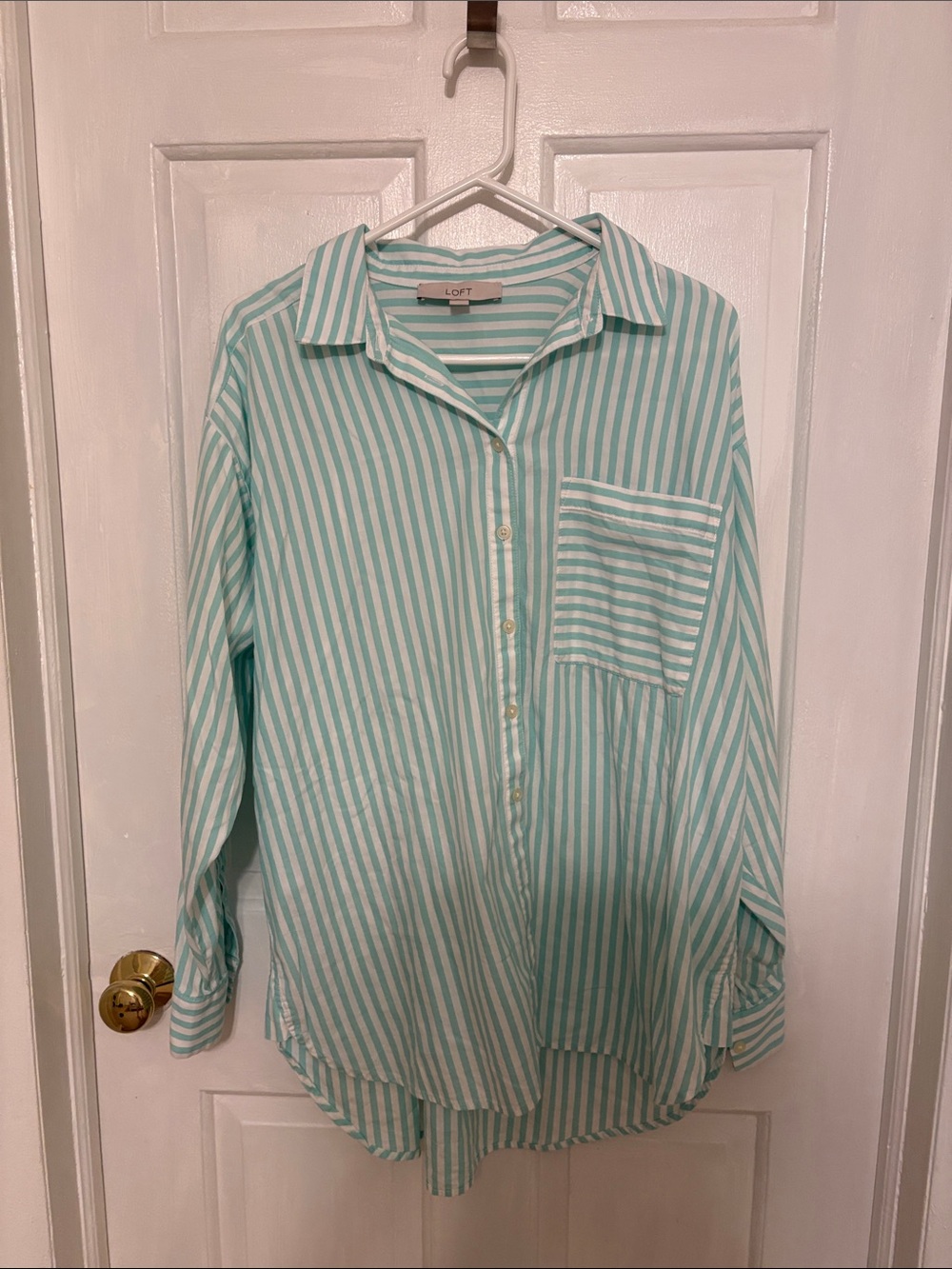 Mint Green & White Striped Button Down Shirt - Loft